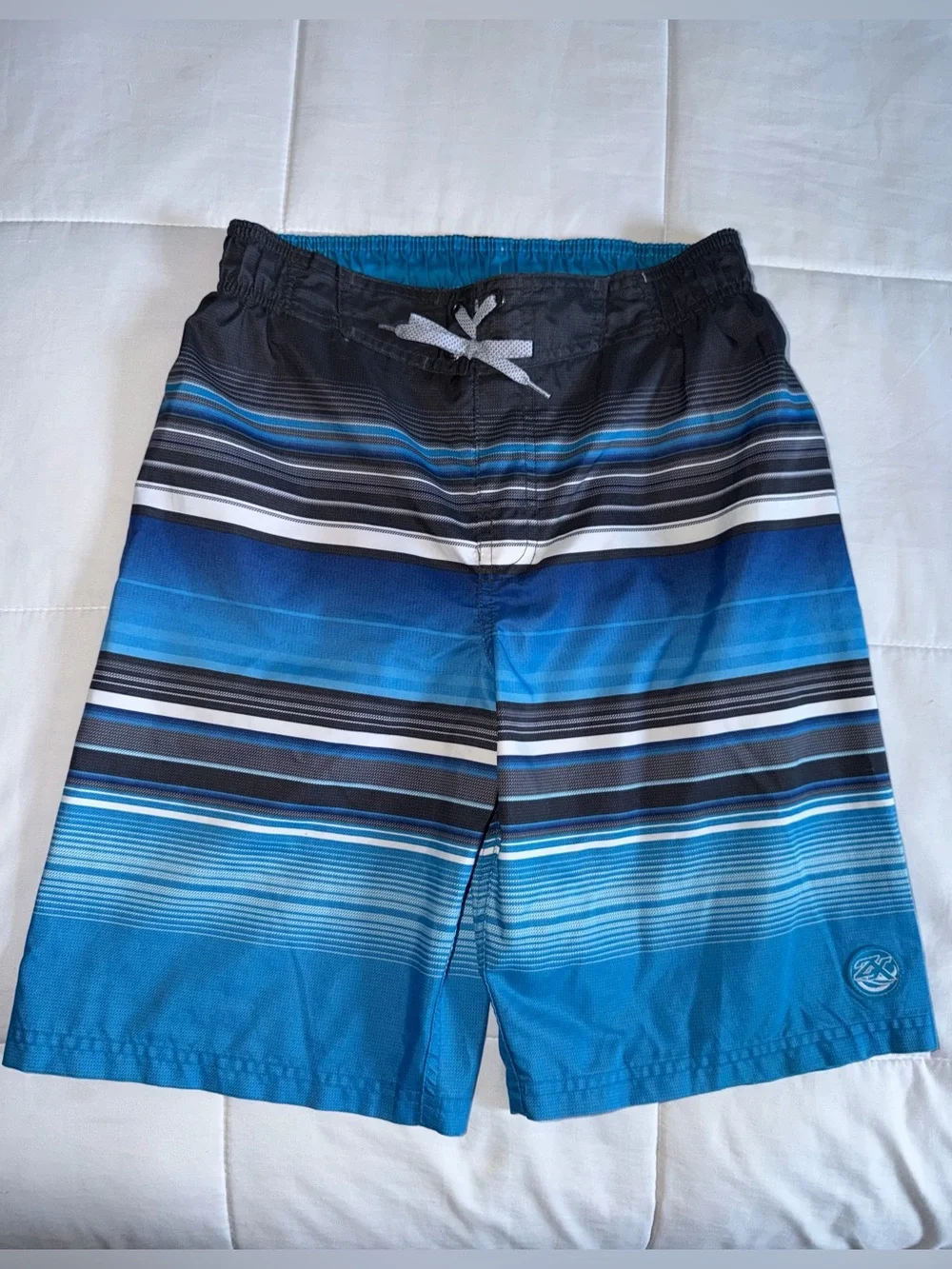 Boys Blue Striped Swim Trunks - Large
